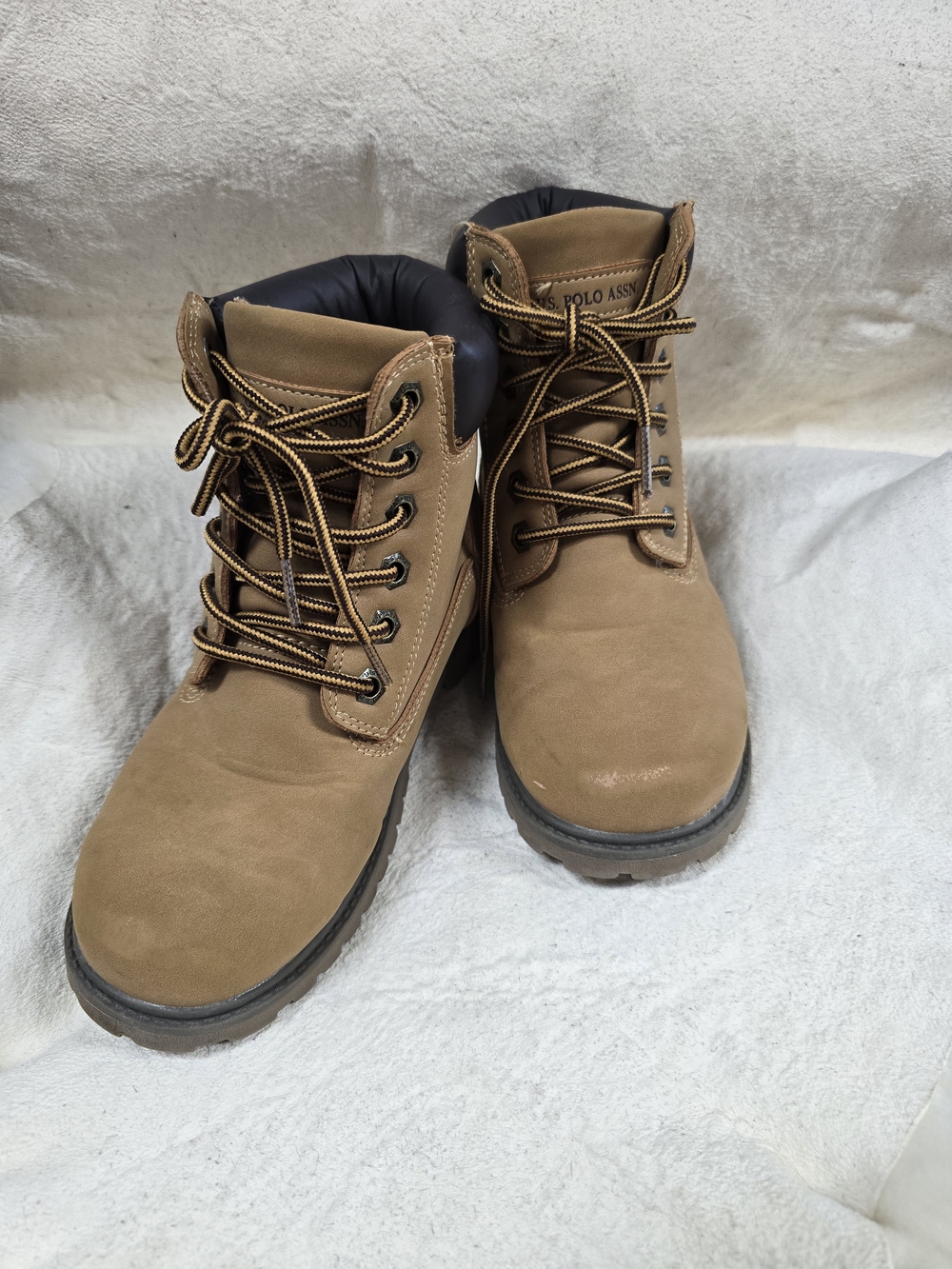 U.S. Polo Assn. Kids' Size 3 Tan Lace-Up Work Boots